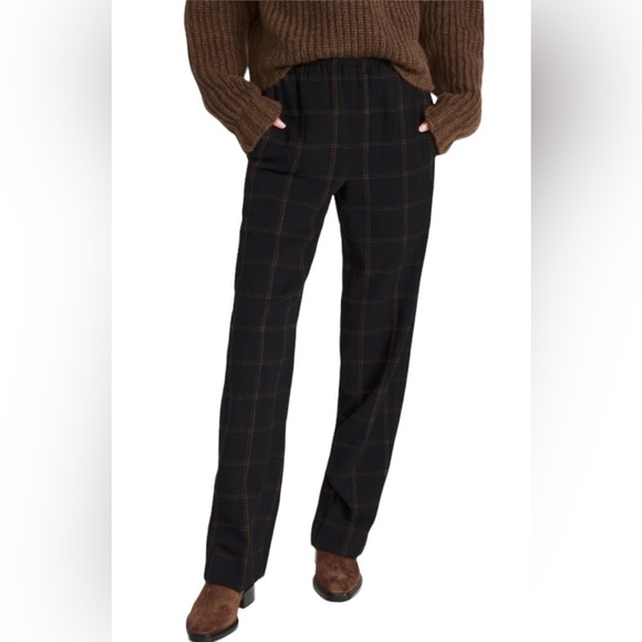 Vince Flannel Plaid Wide Leg Pants black brown wool cashmere blend super soft 16 - Picture 12 of 12
